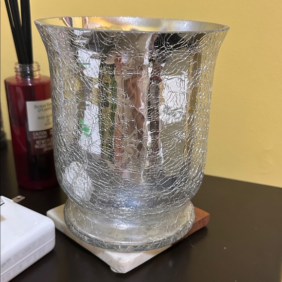 T.J.Maxx Two Silver Crackle Glass Vase or could be used for candle holder! - Picture 4 of 7